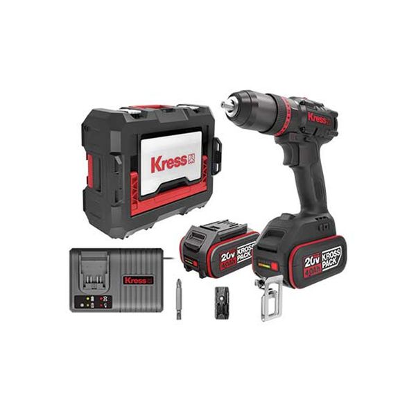 Kress - 20v Cordless 60nm Imp. Drill C/w Charger +2x4ah Batteries