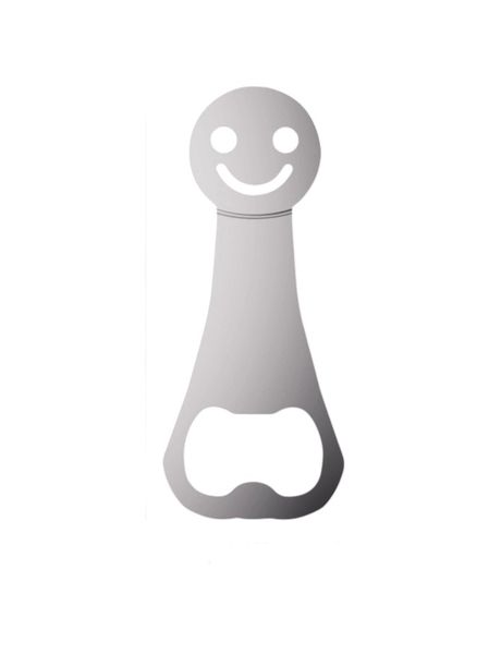 Stainless Steel Bottle Opener With Happy Face - Silver