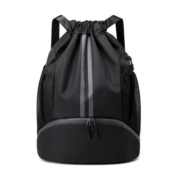 Large Waterproof Drawstring Gym Bag with Shoe Compartment and Wet-Dry