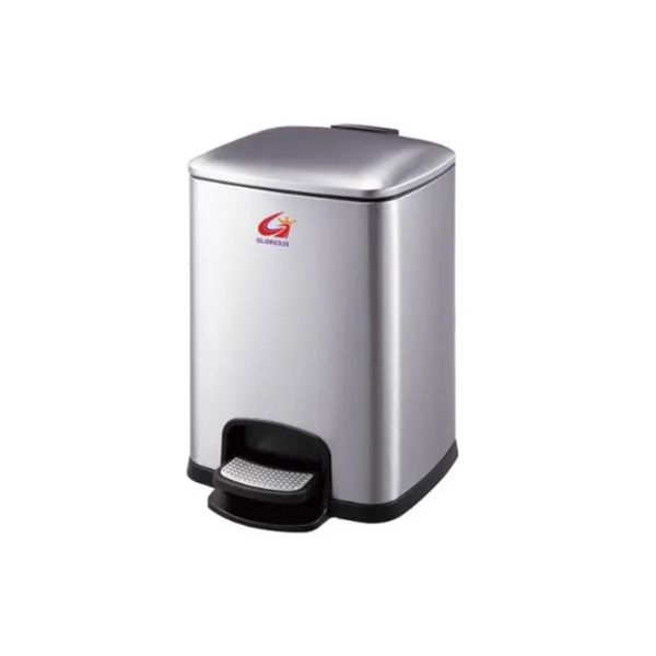 GLORIOUS 3L Foot Pedal Rectangle Grey Stainless Steel Dustbin