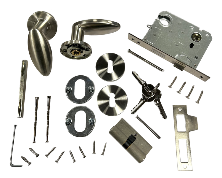Keyhole Shape Lever Handle, Sash-lock Cylinder &amp; Lock Cylinder Combo 2