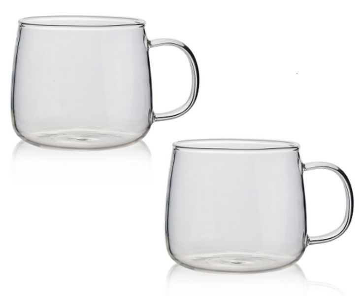 Coffee Cup Glass Set of 2 Heat Resistant Borosilicate