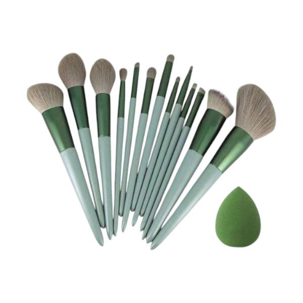 Makeup Brush Set with Beauty Blender - Sage Green