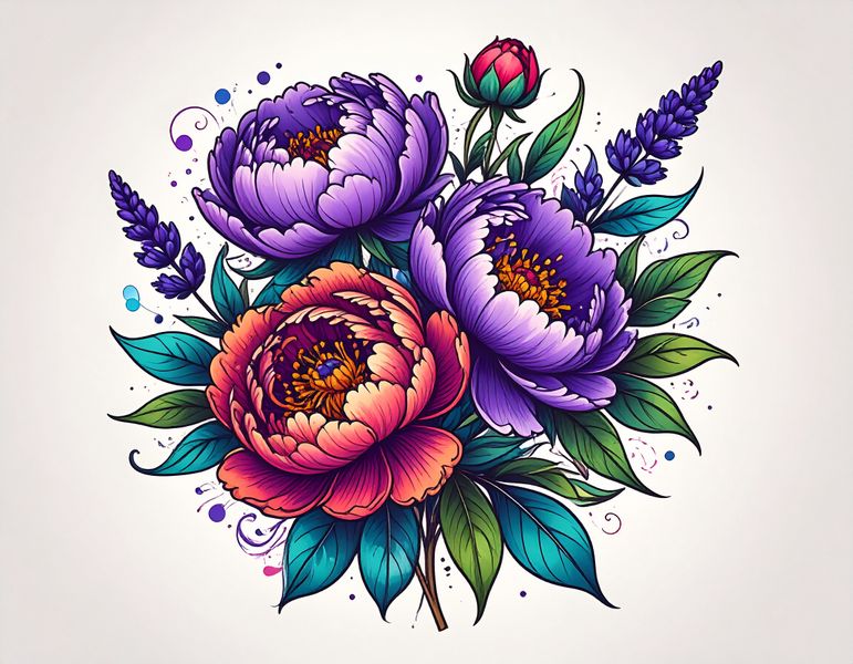 Canvas Wall art Home Decor - Peonies and Lavender