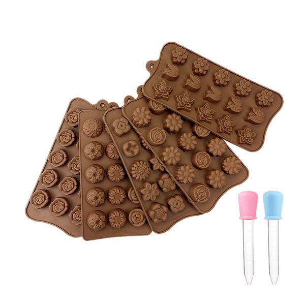 Flower-Shaped Silicone Diy Baking Cake Chocolate Mould Set