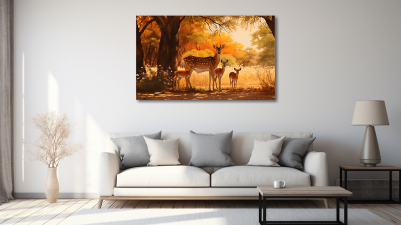 Canvas Wall Art - Impala Family Under Acasia - HD0395