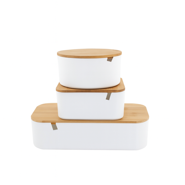 3 Piece Makup Organizer &amp; Cosmetic Box with Mirror - Bathroom Storage Boxes