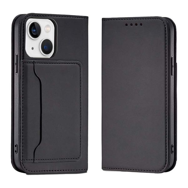 Premium Leather Folio Case &amp; Tempered Glass for iPhone 13 - Brown