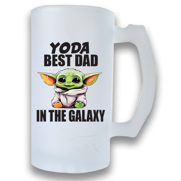 Printed Beer Mug Frosted - Yoda Best Dad in the Galaxy