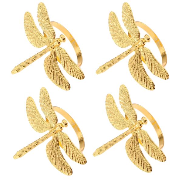 Decor Metal Dragonfly Napkin Rings - Set Of 4