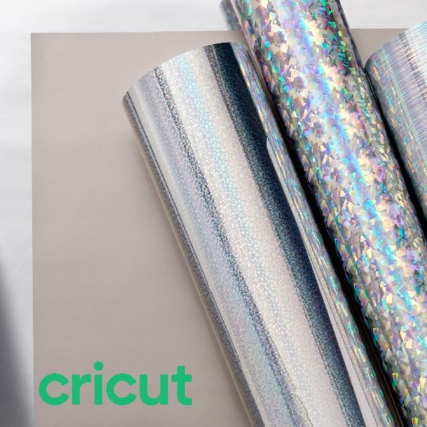 Cricut Holographic Vinyl Silver Sampler Permanent 30.5×30.5cm - 6 Sheets