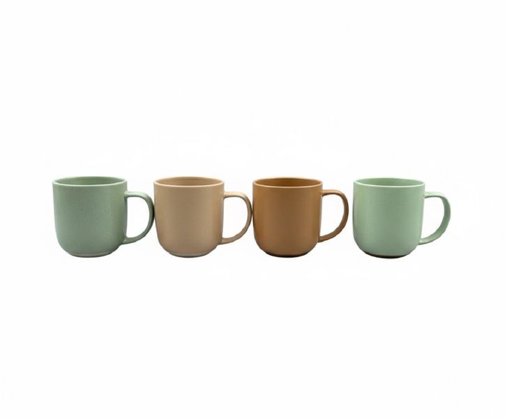 Mixed Colour Ceramic Mug Set - 4 Piece - 400ml