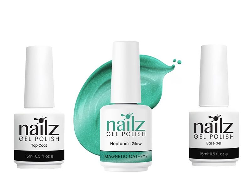 NAILZ Gel Polish 15ml Magnetic Cat Eye Neptune's Glow (Base + Top Coat Kit)