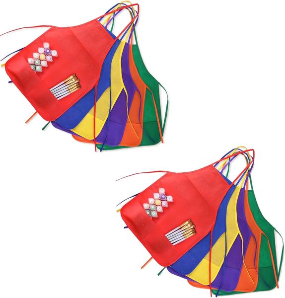Sulfar Kids Art Aprons 12 Pack 6 Colors with Pockets Painting Smocks