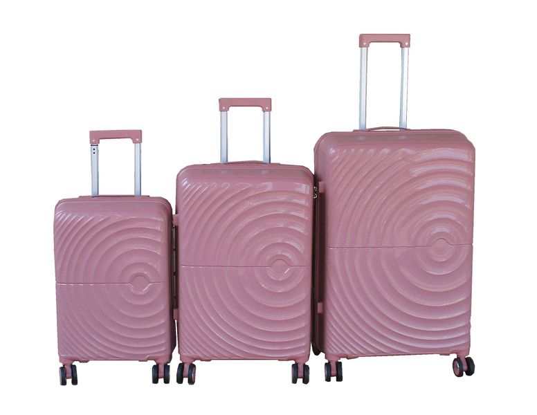 Unbreakable Pink PP 3-pcs HardShell Trolley Luggage Set with Spinner Wheels