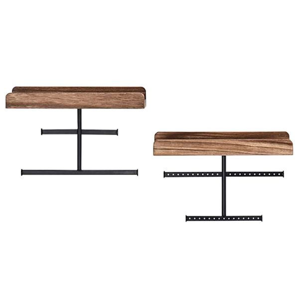 Wall Mounted Hanging Wood Jewelry Holder for Necklaces Earrings - Set of 2