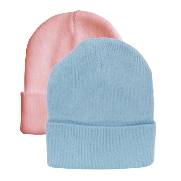 Knitted Beanie 2 Pack - Sky Blue &amp; Baby Pink