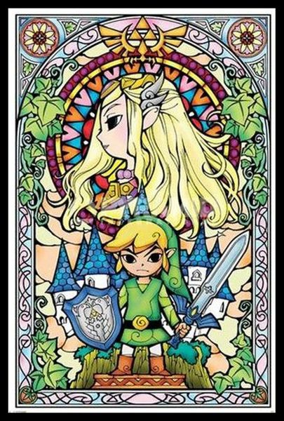 The Legend Of Zelda - Stained Glass Poster with Black Frame