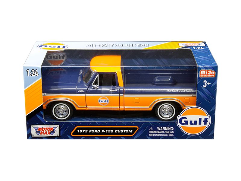 MotorMax-1979 Ford F-150 Custom Pickup Truck Gulf Dark Blue &amp; Orange -1/24