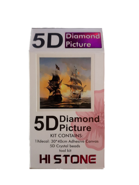 Diamond Painting DIY Kit, Full Drill, 40 x 30cm - Old Ships