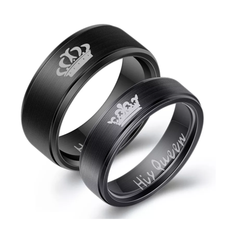 King and Queen Stainless Steel Couple Ring Set Image