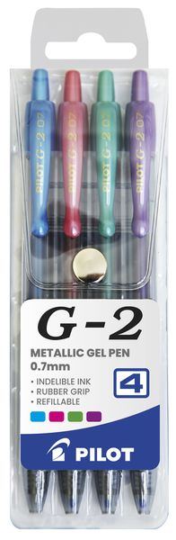 Pilot G2 0.7mm Metallic Gel Pens - Wallet of 4 Colours