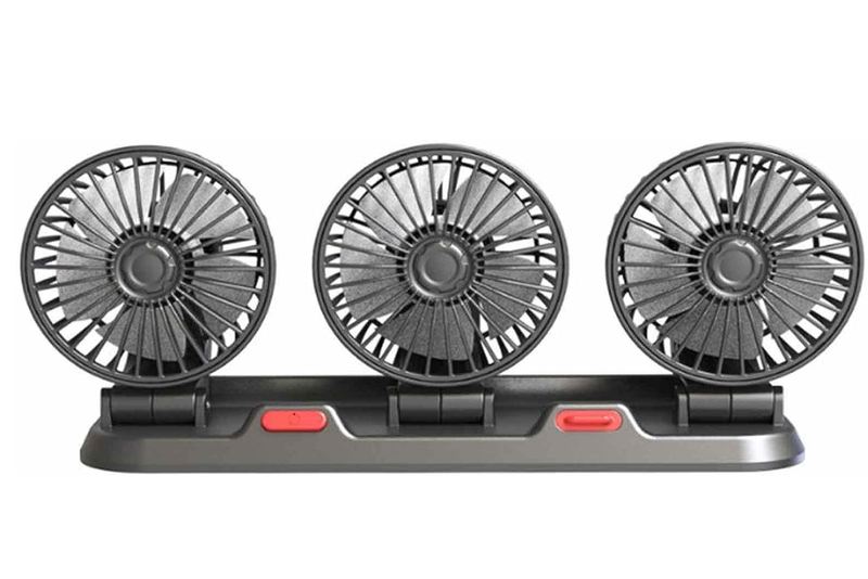Car 360 Rotation Powerful Fan Cooling 3 Head Circulation Fan 2 Speeds