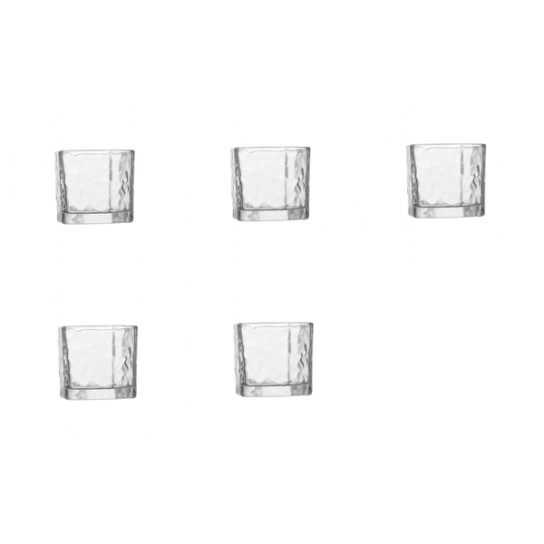 5 Pack - 60ml Hammered Textured Design Glass Espresso Cup - Transparent