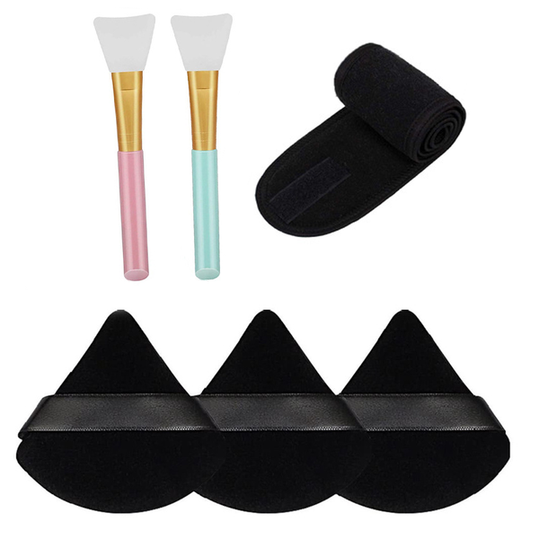 6 Piece Makeup Application &amp; Cleansing Kit( Brush,Headband,Makeup Sponges)