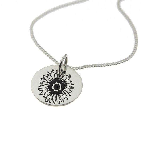 Sunflower Necklace with 'Hope' Engraved on the Back