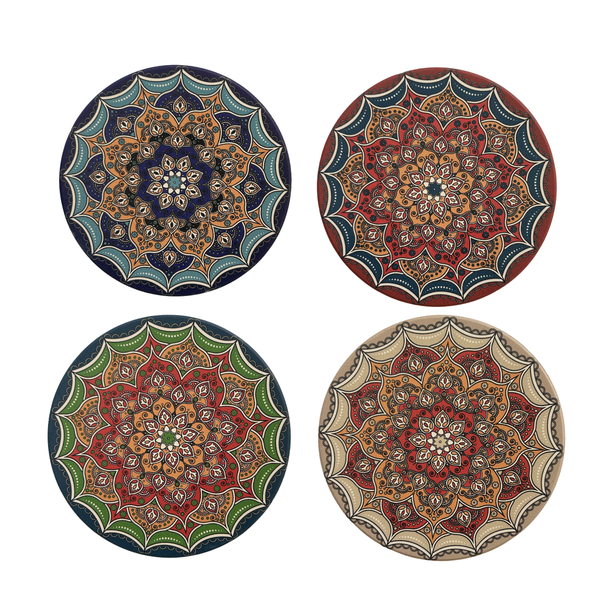 Designer Ceramic Coasters - Flower of Life - Set of 4