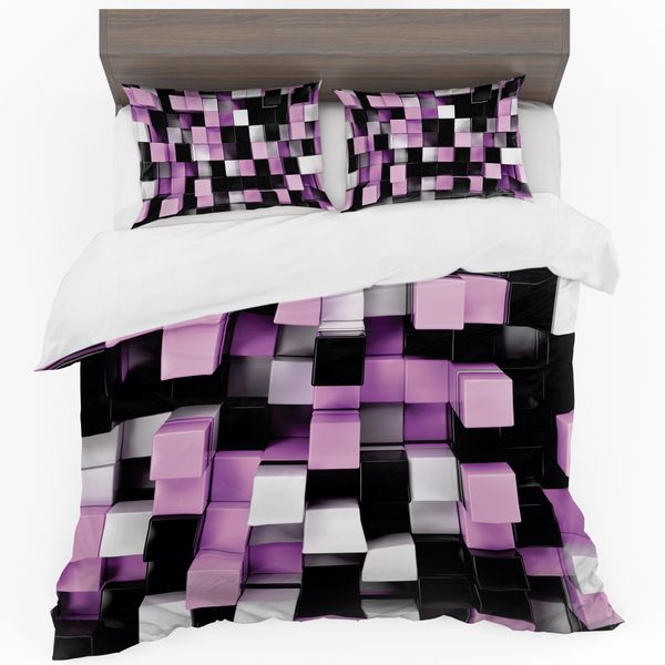 Abstract Purple Cubes Duvet Cover Set image