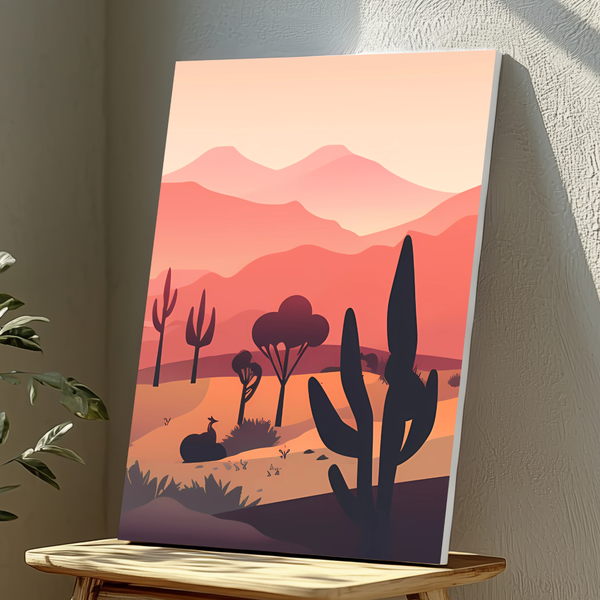 A3 Wall Art Print Mounted on Veneered Chipboard - Sunset Southwest Desert