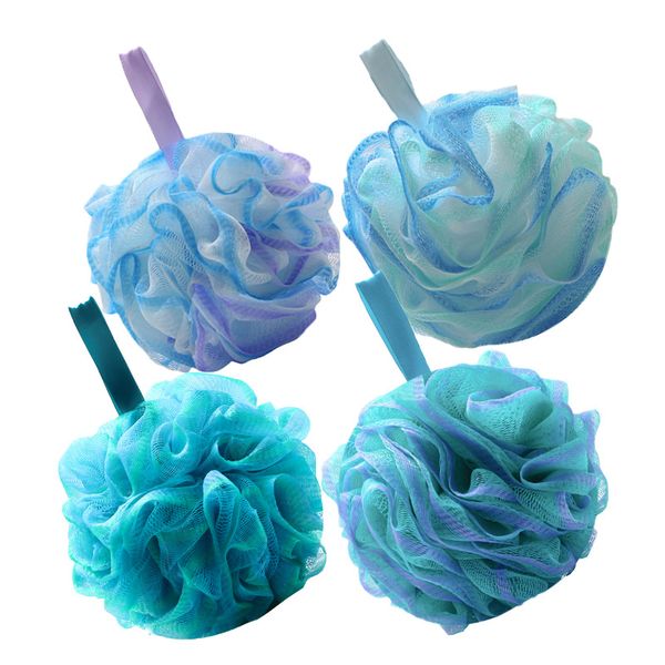 Gradient Color Ribbon Bath Flower and Bath Ball Set - 4 Piece