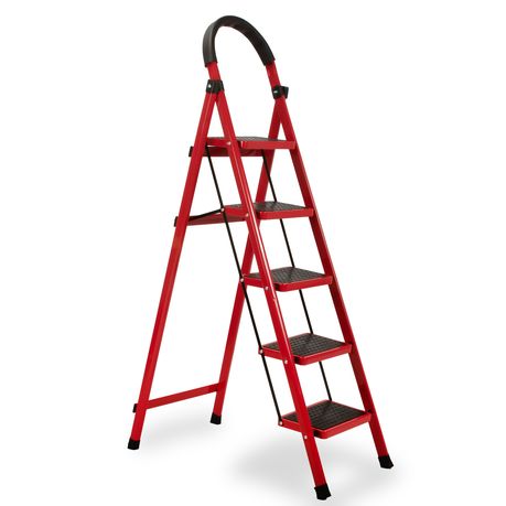 Ladder 5-Step Metal for Household D type Household ladder-Red Image