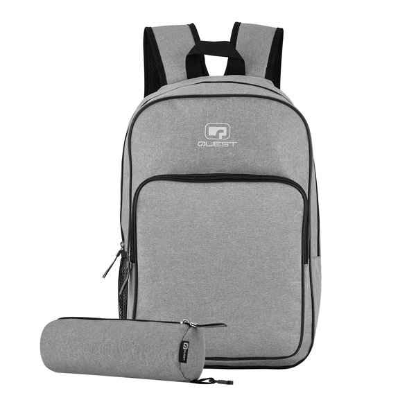 Quest Lunchbreak 16L Backpack Combo with Cooler Pocket &amp; Pencil Case - Grey