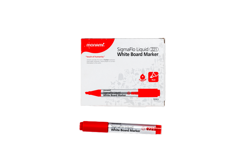 MONAMI SigmaFlo Water Based Marker 221 Chisel Box 12's Red