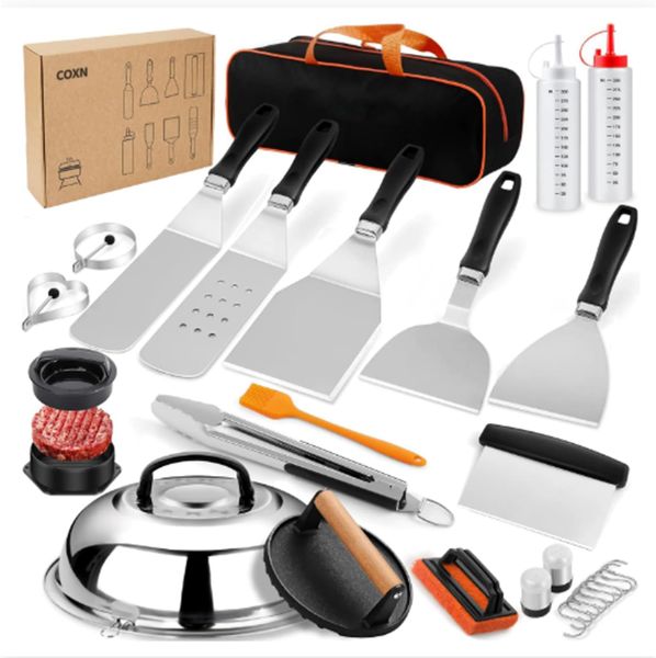 Coxn-27 Piece Barbecue Utensil Kit,Griddle Accessory Tool Set,BBQs&amp;Camping