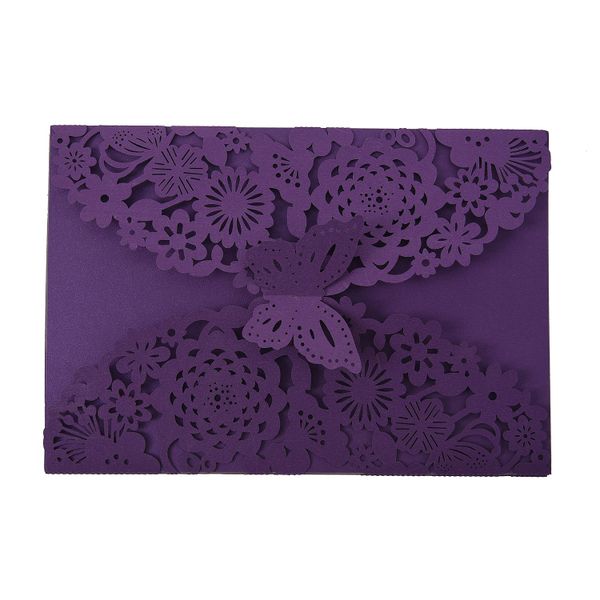 10Pcs/Set Carved Butterflies Invitation Card for Wedding: Purple