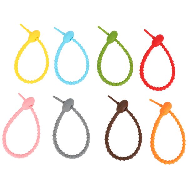 40Pcs Colorful Silicone Ties Bag Clip All-Purpose Silicone Ties