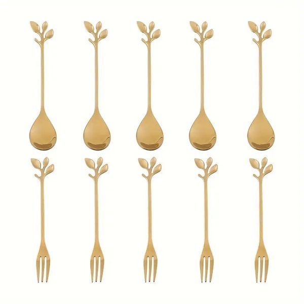 Fork &amp; Spoon Golden Set - 10-Piece Collection