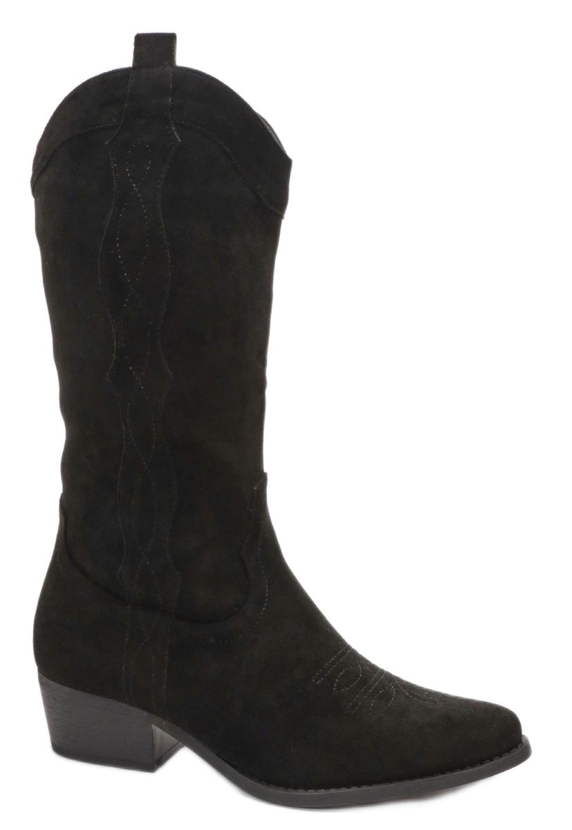 Quiz Ladies Black Faux Suede Western Boots Shop Today. Get it