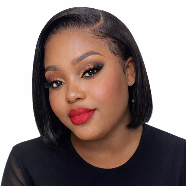 Geebuy 8in Brazilian/Peruvian Hair Straight Full Frontal Lace Short Bob Wig