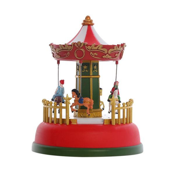 Xmas Glowing Music Carousel Wheel Christmas Gifts Decoration A