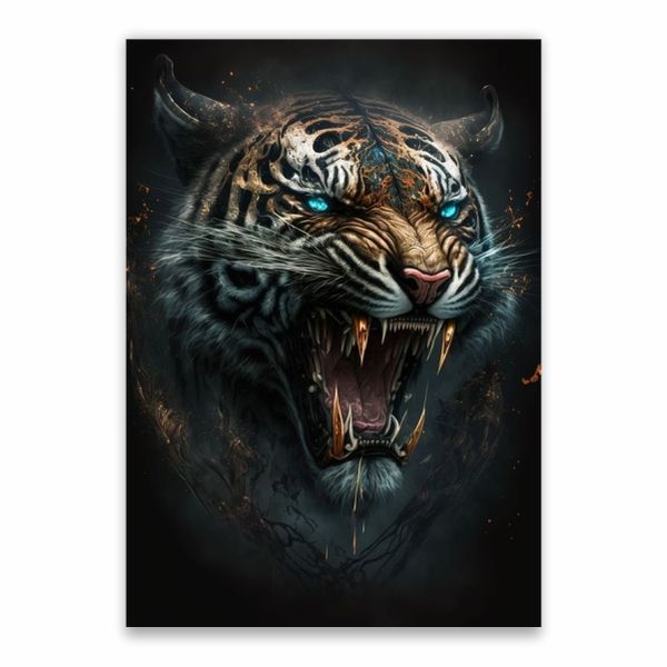 Tiger Roar Blue Eyes Poster - A1