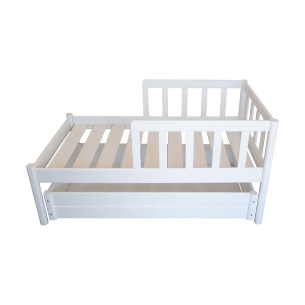 Just For Kids Toddler Bed and Storage Unit Drawer - Short Side Rails White
