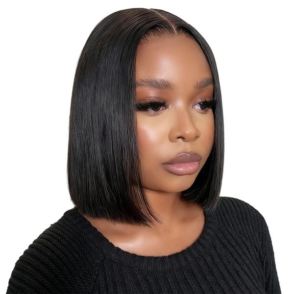 Brazilian Hair 12Inch Glueless Full Frontal Lace Bob Wig-Geebuy