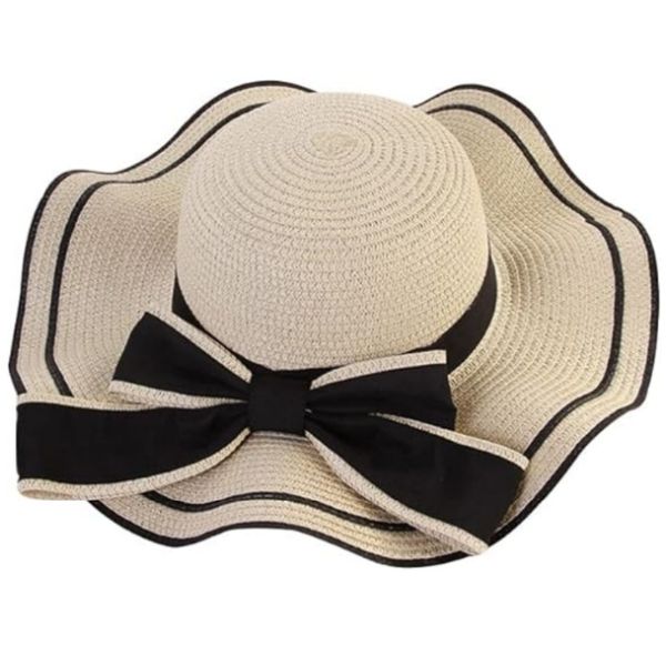 Women's Wide Brim Straw Hat, Summer Beach Sun Protection Hat Floppy Hat
