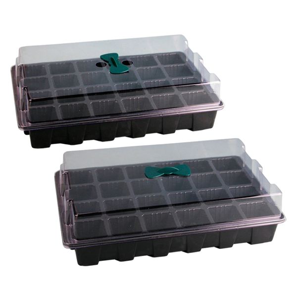 Garden Hydroponics Humidity 24 Holes Seedling Tray Set of 2 - 36cm