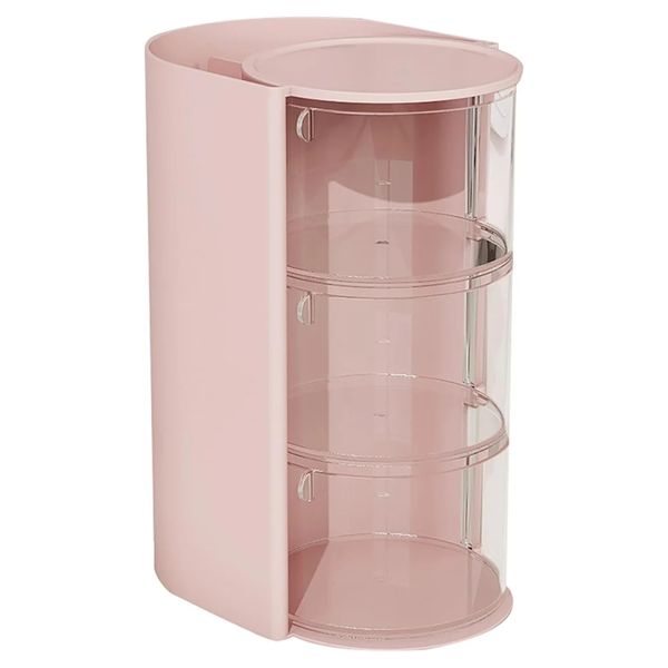 SpinBelle 3 Tier Rotating Vanity Makeup Organiser Storage Box Pink